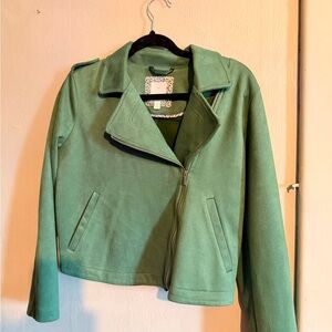 LC Lauren Conrad Sage Green Cropped Moto Jacket